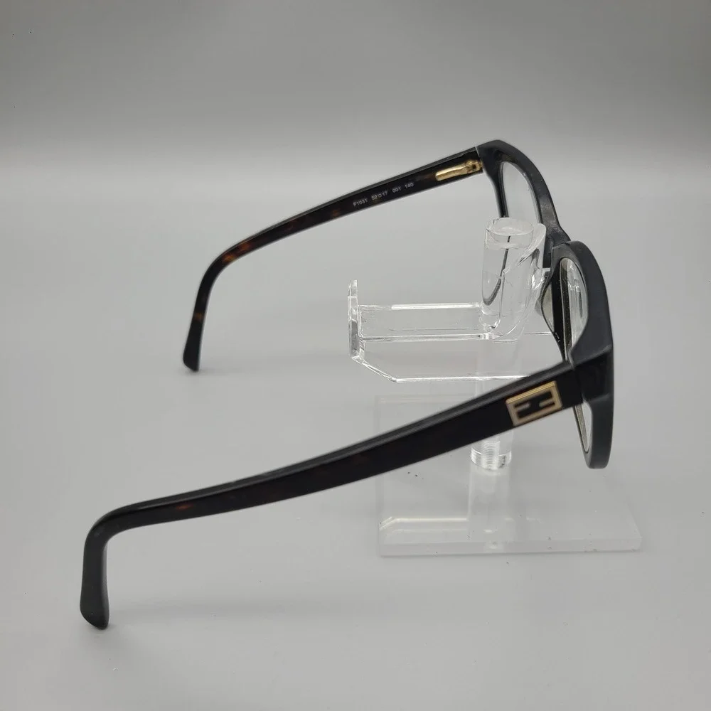 Fendi F1031 Cat Eye Eyeglasses Black Tortoise Gold Zucca Logo Italy 52-17 001